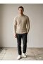 Men's Black Corded Fabric Crew Neck Knitwear Sweater