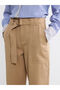 Beige Women's Trousers with Waist Belt - 3