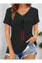 Women's Paris Printed V-Neck Sleeved Regular Fit T-Shirt