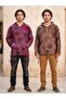 Unisex Claret Red Indian Ethnic Vintage Patterned Hooded Kangaroo Pocket Sweatshirt - 3