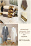 4 Piece Striped Bathrobe Set 100% Cotton Certified + Gift Leopard 4-Piece Coffee Cream Hand and Face Towels - 3