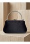 Black Color Imported Luxury K Velvet Chain Metal S Strappy Crystal Stone Women's Evening Dress Bag - 5