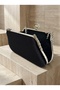Black Color Imported Luxury K Velvet Chain Metal S Strappy Crystal Stone Women's Evening Dress Bag - 5