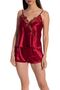 Women's Satin Adjustable Strap Piece Lace Detailed Shorts Pajama Set