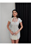 Women's White Polka Dot Pack Pinterest Plunging Neckline Mini Dress with Shorts - 3