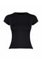 قميص أسود قصير الأكمام للنساء من Black Crew Neck Basic فائق النعومة - 3