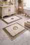 Ecru Colored Gold Leaf Plush Bathroom Set