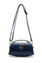 Lock Detailed Baguette Luvia Women's Crossbody Bag Navy Blue - 3