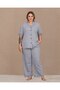 Buttoned short sleeve Lace detailed plus size pajama set