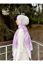 Mineşarp Soft Aura Series Patterned Shawl – Pastel Tone Modern Pattern Mint Green Lilac Color - 3