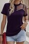 Women's Short Sleeve Tulle Detail Stone Janjan Crepe Blouse - 2
