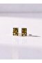 Women's Steel Geometric Amber Stone Earrings - 2
