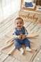Waffle Knitted Baby Salopet Set with Teddy Bear Figure Blue (Socks as a Gift) - 2