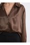Lcwaikiki Classic Brown Satin Women's Shirt - 3