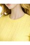 Women's Yellow Crew Neck Hair Knit Patterned Short Sleeve Knitwear Blouse - 2