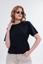 Women's Black Basic T-Shirt – Regular Fit Crew Neck 100% Cotton 30/1 Single Jersey Fabric Casual T-Shirt - 2