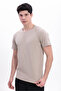 Men's Cream Basic T-Shirt – Regular Fit Crew Neck 100% Cotton 30/1 Single Jersey Fabric Casual T-Shirt - 4