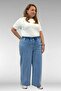 69003 Plus Size Loose-Fit Jeans with Elastic Waist - Light Blue - 4