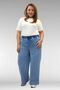 69003 Plus Size Loose-Fit Jeans with Elastic Waist - Light Blue