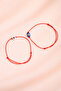 Minimal Heart and Evil Eye Bead Figured Adjustable Red String Lover and Friendship Bracelet Set