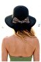 Aurora Zebra Ribbon Detailed Black Straw Women's Sun Hat - 3