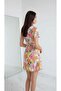 Women's Double-Breasted Collar Ruffled Skirt Waist Fitting Patterned Casual Stylish Mini Dress - 4