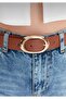 Oval Gold Buckled Women's Belt I, Jacket Belt I, Pants Belt I
