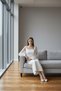 Pearls Square Neckline Balloon Sleeve Maxi Wedding Dress Y Slit a Lined Long Sleeve Wedding Wedding Gown - 6