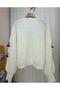 Women's Cherry Patterned V-Neck Buttoned Knitwear Cardigan Jacket Cropped Comfortable Fit Stylish Sweater - 5