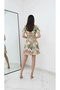 Women's Double-Breasted Collar Ruffled Skirt Waist Fitting Patterned Casual Stylish Mini Dress - 4