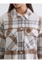 I Checked Embroidered Loose Fit Women's K Melton Shirt Jacket from Freezen Store - 3