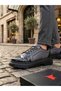 Ba0245 Gray Patent Leather Parachute Detailed Smart Rubber Lacing High Sole Casual Men's Shoes - 3