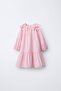 Girl's Pink Bow Detail Collared Poplin Dress - 2