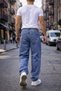 Men's Dark Blue Baggy Jean Trousers Comfortable Fit Wide Leg Denim Jeans - 5