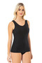 Women's 3-Pack Cotton in Modal Ribbed Knit Green, Black, White Tank Tops with Fixed Pads - Blouse - 8