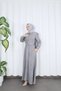 Button Detailed Bolero with Elastic Waist Hijab Dress Anthracite Hnt8540 - 5