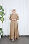 Button Detailed Bolero with Elastic Waist Hijab Dress Taba Hnt8540