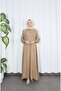Button Detailed Bolero with Elastic Waist Hijab Dress Taba Hnt8540 - 4