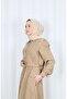 Button Detailed Bolero with Elastic Waist Hijab Dress Taba Hnt8540 - 7