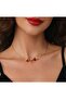 Gold Color Red Enamel Fish Model Zircon Steel Necklace
