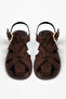 Olive Women's Ankle Strap Buckled Closed Front Suede Daily Sandals Bitter Brown Suede