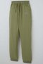 Boy's Sweatpants with Lacing Accessories and Arma Detail, Pocketed for Ages 11-14, Khaki Green - 3