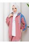3 Piece Women's Sports Set Two Thread Pa Cotton Ot Detailed Ka Hooded Et N-05502 _ Pink - 4