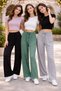 3-Piece Breathable Fabric Ribbon Waist Detailed Printed Pocketless Women's Pajama Bottoms - 2