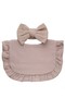- Ava Small Ribbon Headband & Baby Bib Set - Light Brown