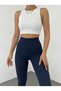 Women's Navy Blue High Waist Corseted Interlock Steel Knitted Tights Do Not Show Underwear - 3
