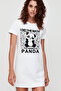 Panda Answer White Short Sleeve Combed Cotton Women's T-Shirt Dress