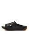 Black Genuine Leather Women's Flat Slippers - 2
