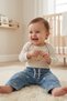 Organic Cotton Pack Embroidered Baby Jeans - Animal Figures - Elastic Waist - 5