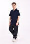 Unisex Children's Basic Plain Pique Short Sleeve Polo Neck School T-Shirt 5-16 Years Old Navy Blue - 4